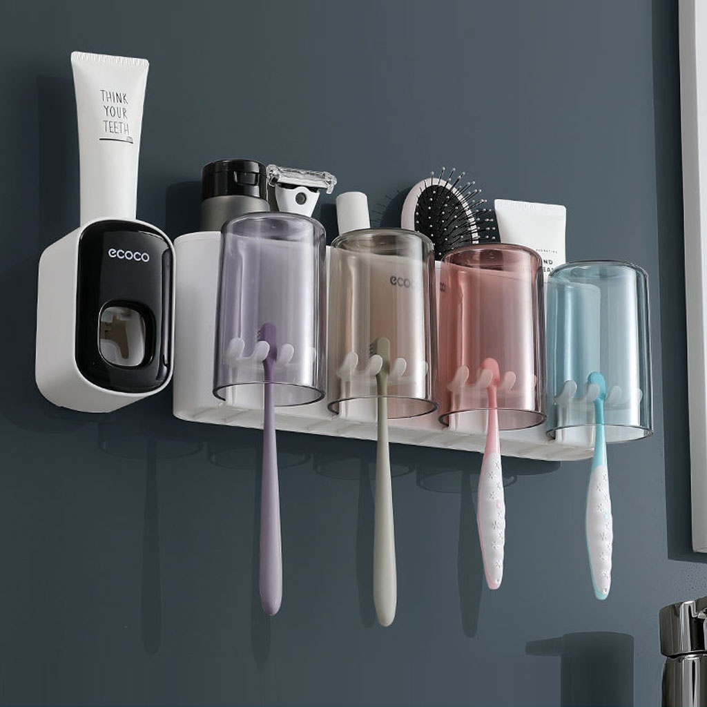 Bộ nhả kem đánh răng ecoco 4 cốc màu