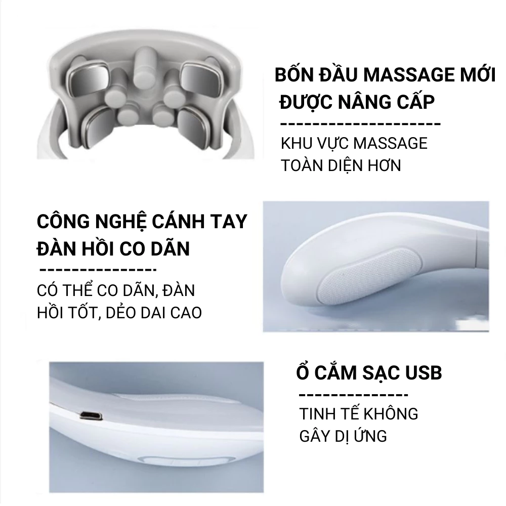 {Cao Cấp} Máy Massage Cổ Vai Gáy 4D Xung Điện Thông Minh Nhật Bản, Chườm Nóng 42 độ, Hỗ Trợ Điều Trị Đau Vai Gáy, Mỏi Cổ, Giải Tỏa Căng Thẳng, Stress, Người Làm Văn Phòng, Quà Tặng Ông Bà Cha Mẹ Người Thân Yêu, Xuất Xứ Nhật Bản. 4 may massage co 4d 5