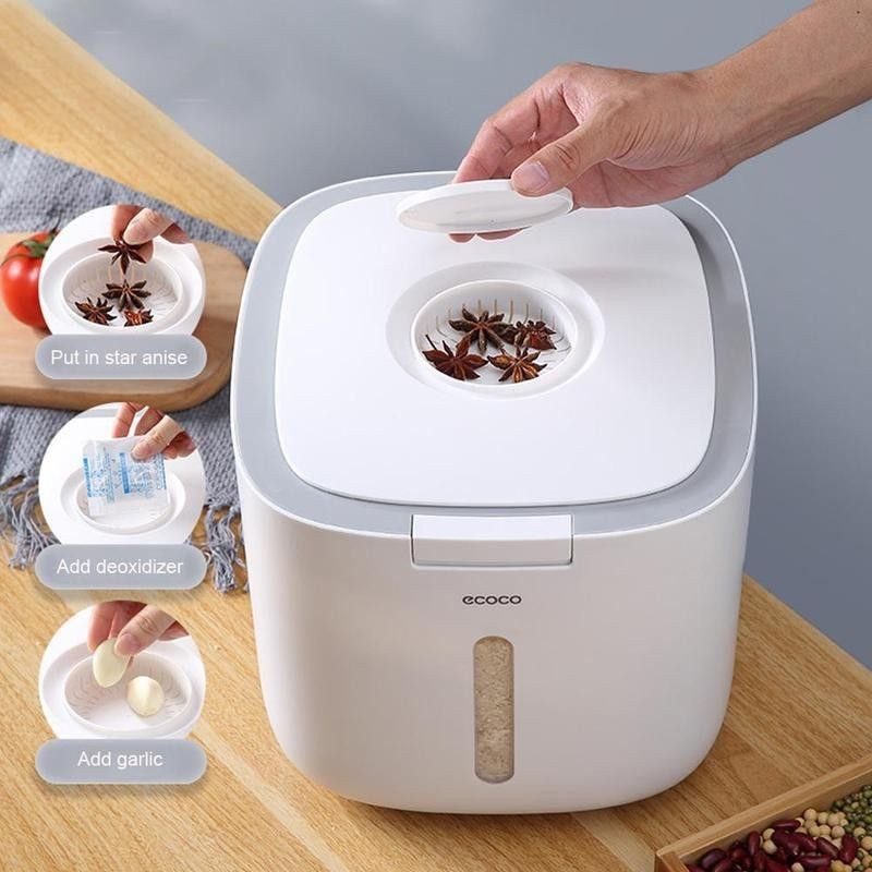 Thùng Đựng Gạo Thông Minh Ecoco E2005 10kg Nhỏ Gọn Tiện Lợi, Chống Côn Trùng, Ẩm Mốc 5 thung dung gao ecoco 7