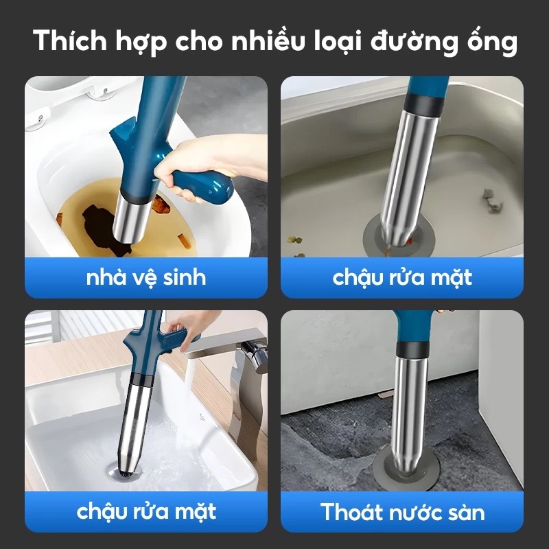 Dụng cụ Thông Tắc Bồn Cầu Khí Nén Mifan Đa Năng - Khí Nén 8kg Áp Lực Cao 4 in 1 2 sung thong bon cau 8 1