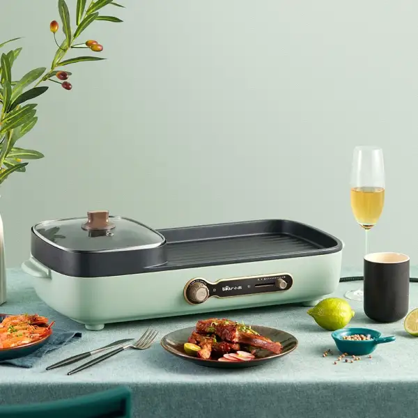 {Chính Hãng} Bếp Nướng Và Lẩu Đa Năng Bear DKL-C15G1, Thiết Kế 2 Ngăn Tách Biệt, Chống Dính, Cách Nhiệt, Tự Ngắt Khi Quá Nhiệt, Quà Tặng Gia Đình Người Thân Yêu... 2 bep lau nuong da nang bear dkl c15g1 12