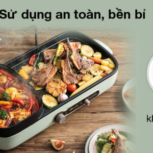 {Chính Hãng} Bếp Nướng Và Lẩu Đa Năng Bear DKL-C15G1, Thiết Kế 2 Ngăn Tách Biệt, Chống Dính, Cách Nhiệt, Tự Ngắt Khi Quá Nhiệt, Quà Tặng Gia Đình Người Thân Yêu... 7 bep lau nuong da nang bear dkl c15g1 6 1