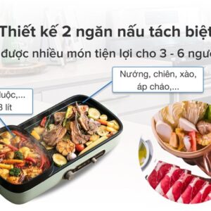 {Chính Hãng} Bếp Nướng Và Lẩu Đa Năng Bear DKL-C15G1, Thiết Kế 2 Ngăn Tách Biệt, Chống Dính, Cách Nhiệt, Tự Ngắt Khi Quá Nhiệt, Quà Tặng Gia Đình Người Thân Yêu... 6 vi vn bep lau nuong da nang bear dkl c15g1b